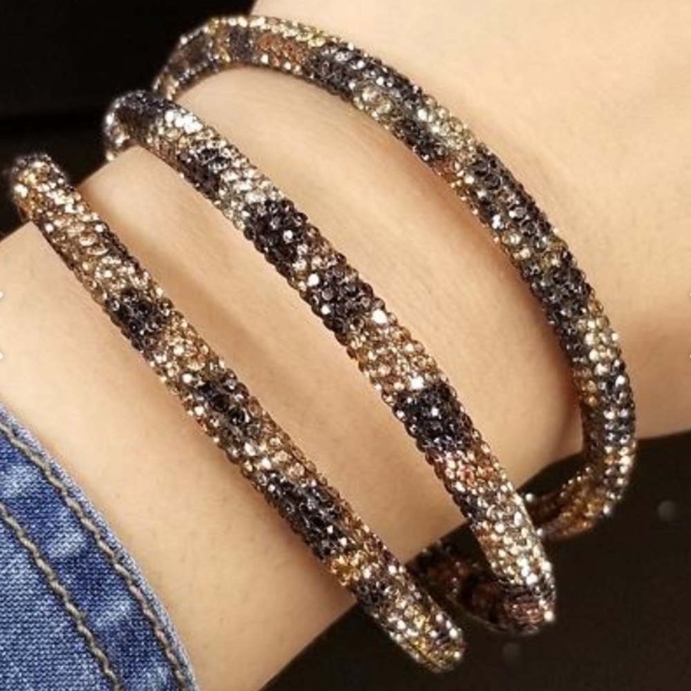 Leopard crystal bangle bracelets